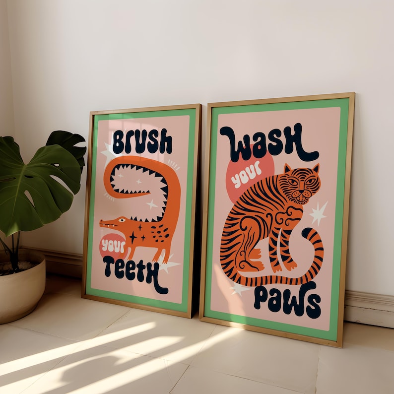 Home Bathroom Set - 2 pçs/set tigre lavar suas patas