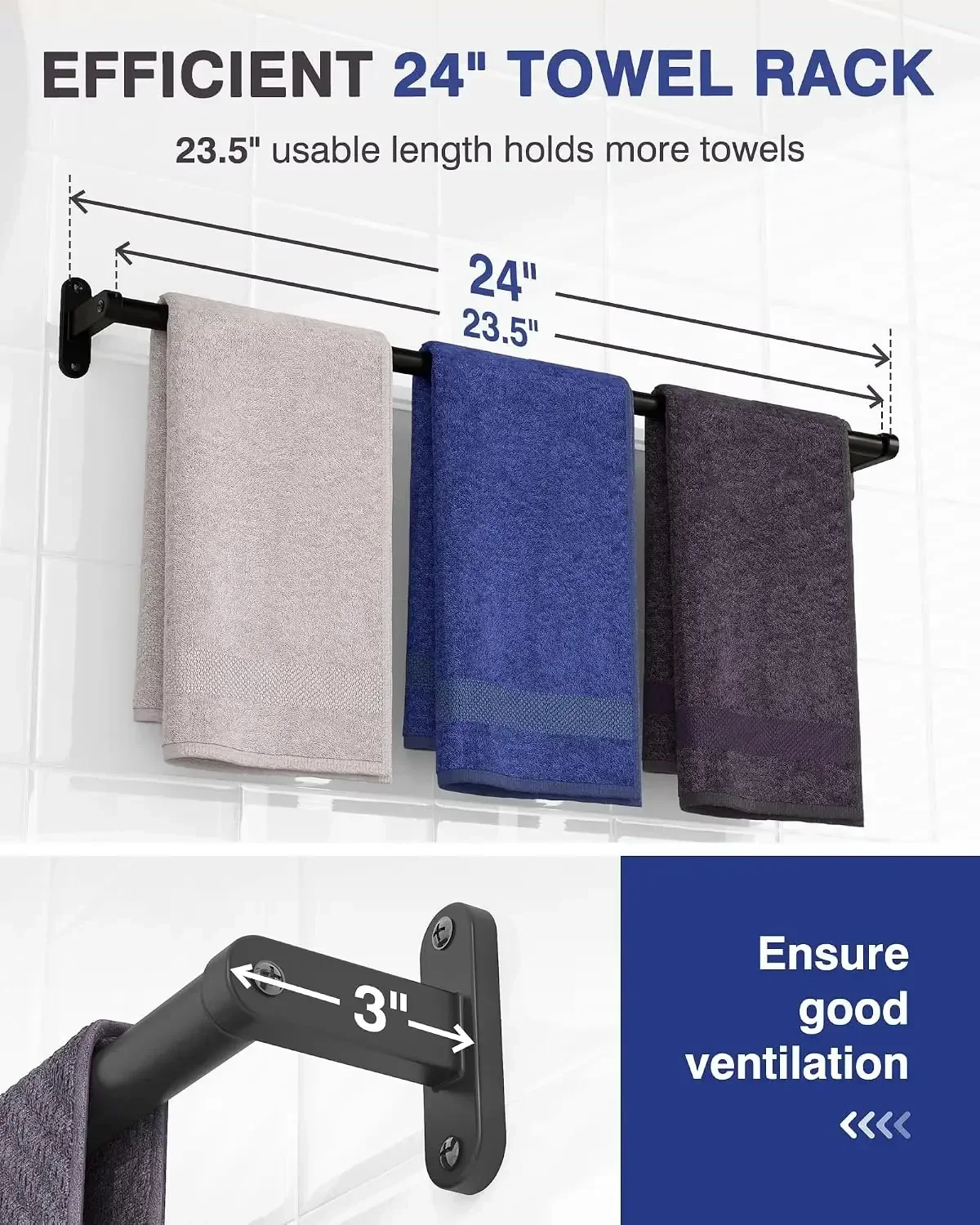 Suporte para Toalhas Preto Fos - Home Essentials Bathroom Rack avaliação e preço