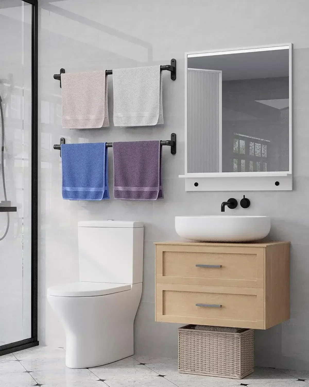 Suporte para Toalhas Preto Fos - Home Essentials Bathroom Rack avaliação e preço